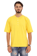 T-shirt Uomo Con 4 Bottoni Gialla Art. Ts110