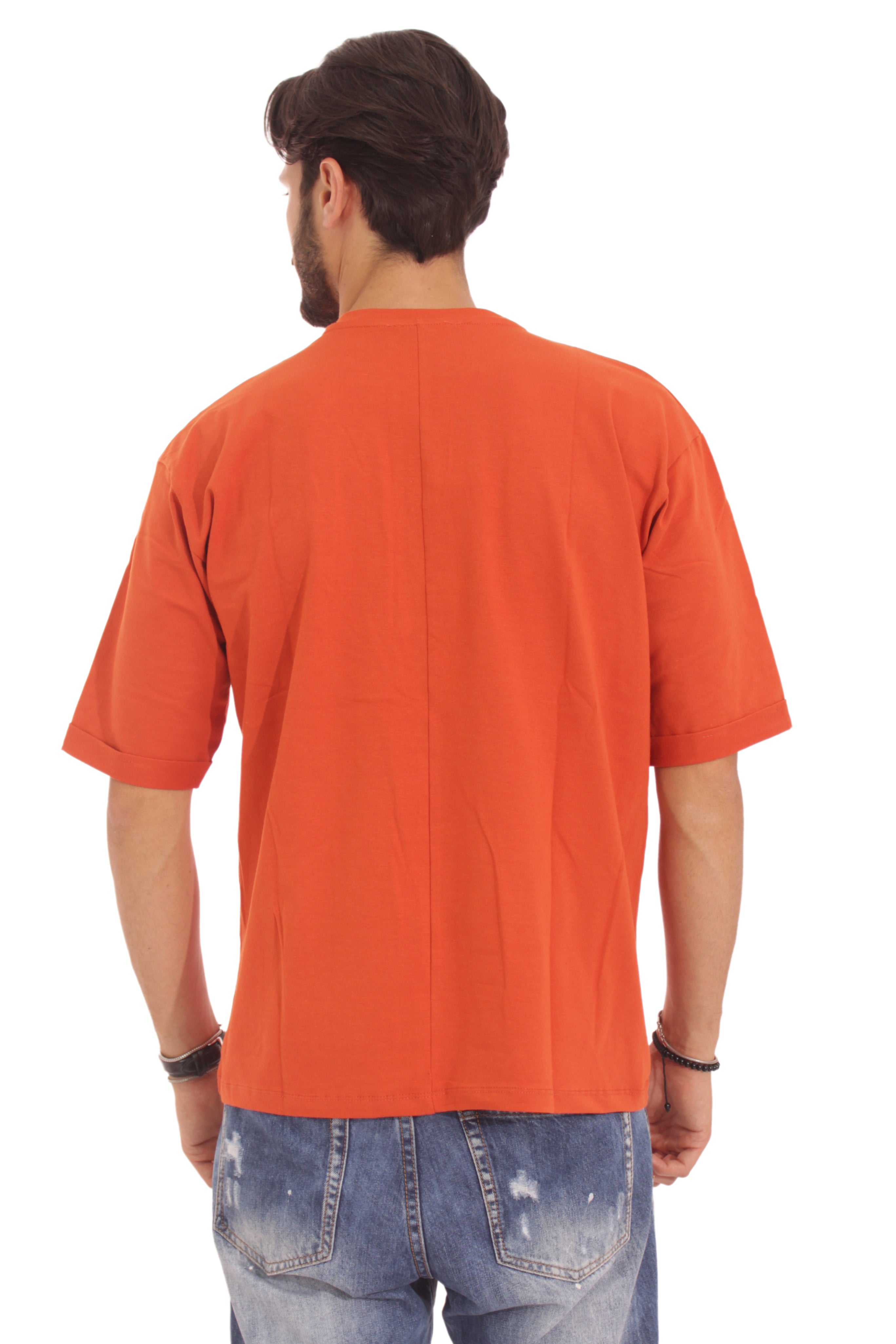 T-Shirt Uomo Con 4 Bottoni Arancio Art. Ts110