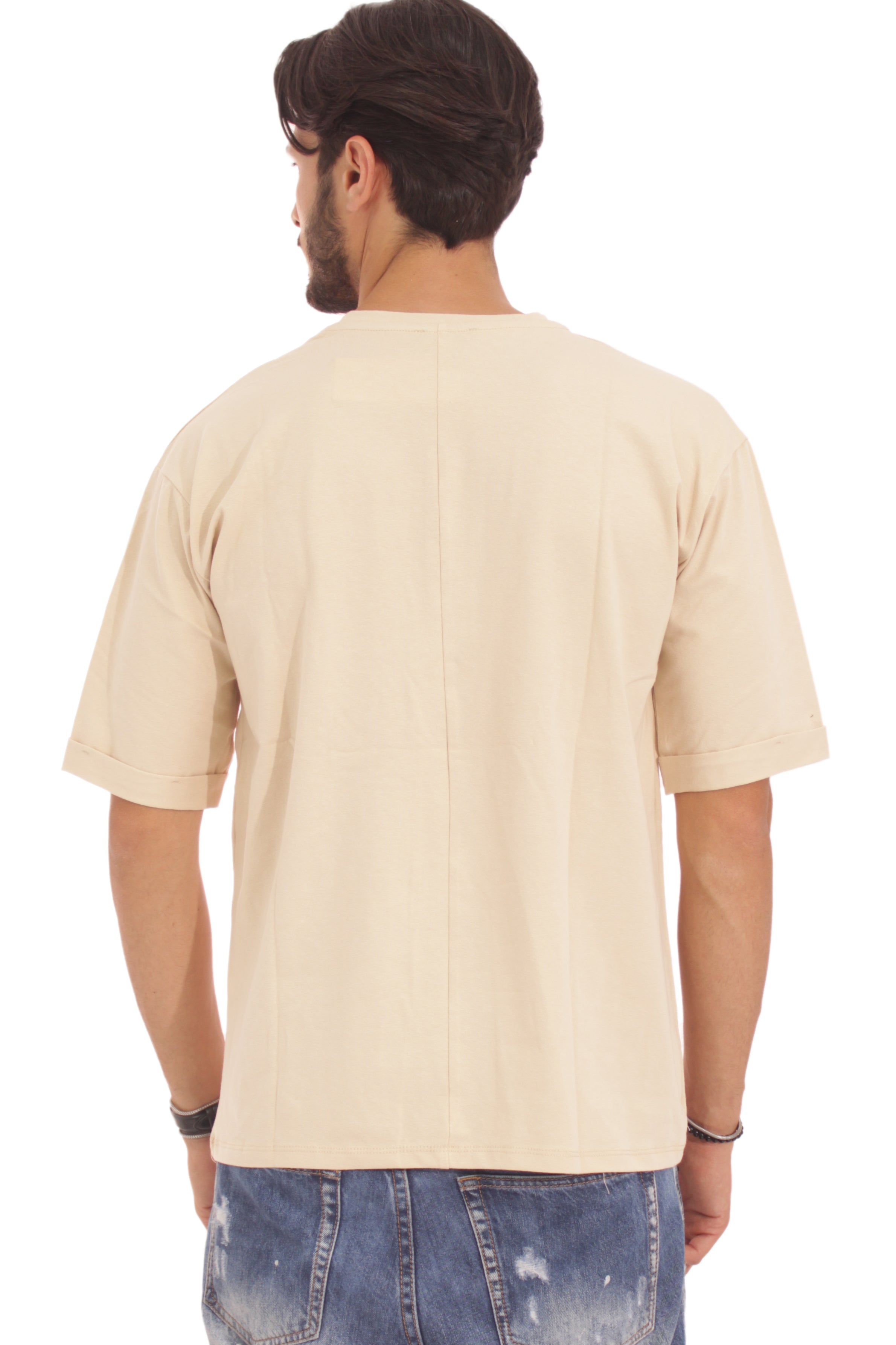 T-Shirt Uomo Con 4 Bottoni Beige Art. Ts110