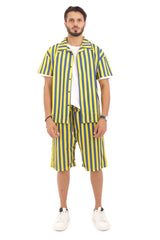 Coordinato Uomo Camicia e Pantalone a Righe Giallo/Blu Art. Cd01