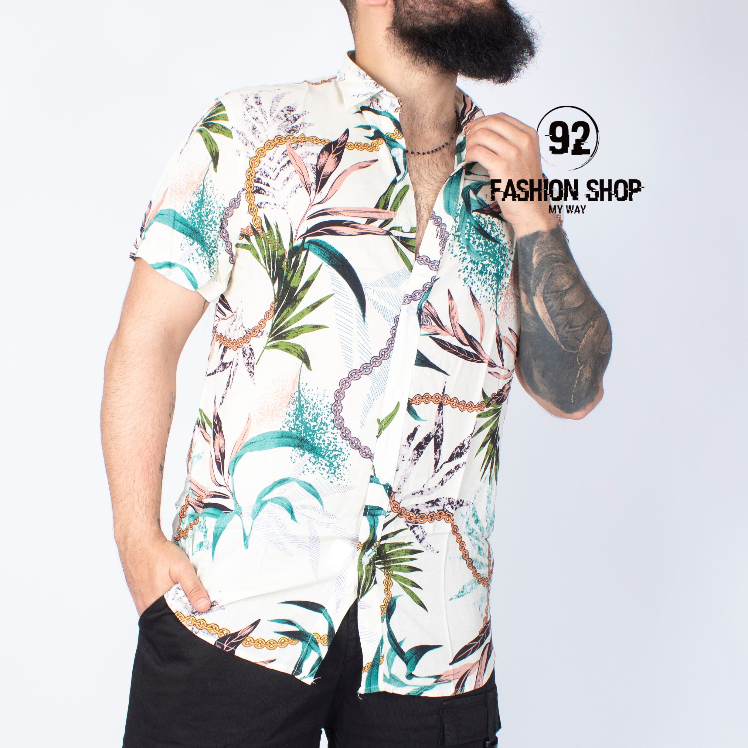 CAMICIA ART.NEW JUNGLE FLOWER MANICHE CORTE ART. CM29