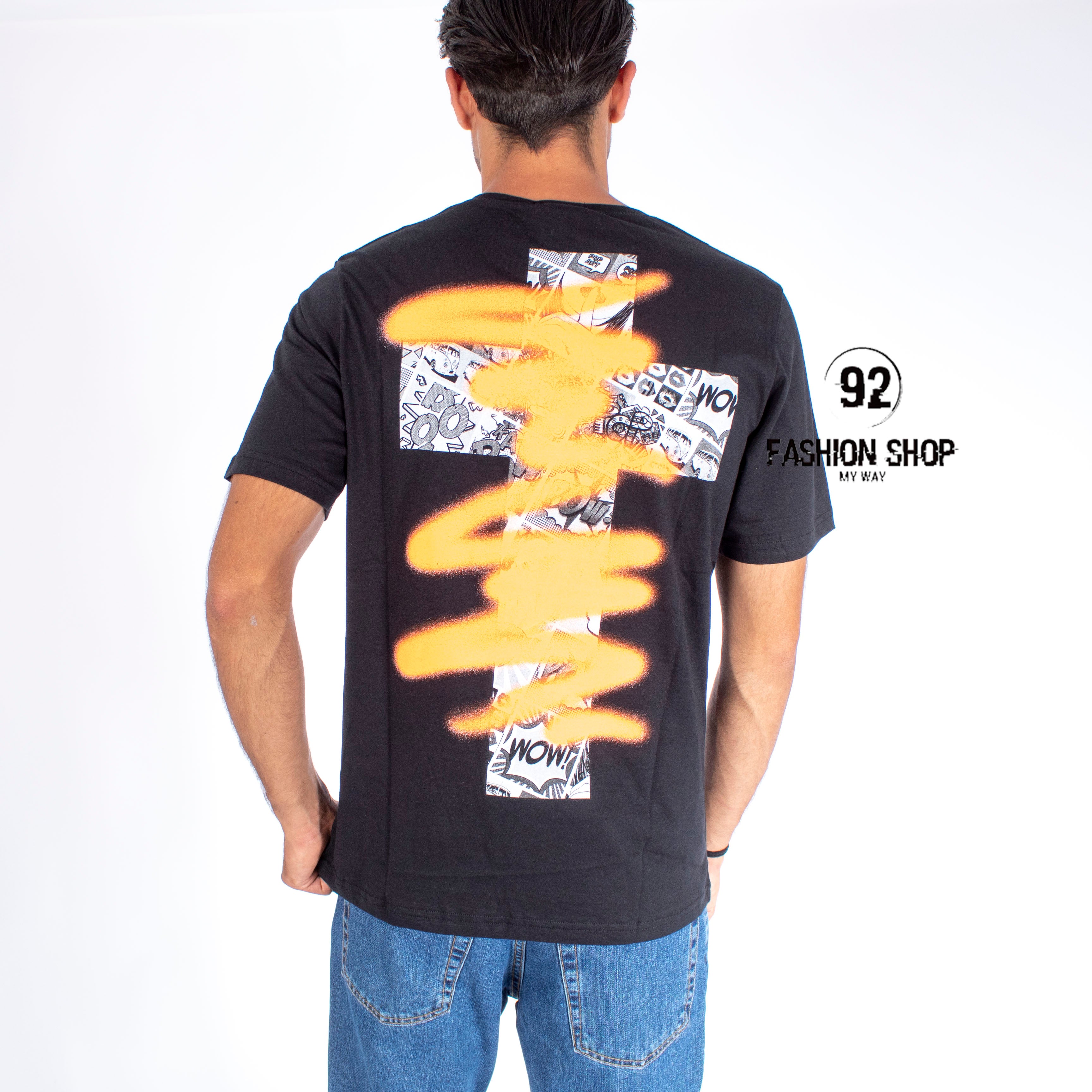 T-Shirt Uomo Stampa Retro BlacSvnday Con Pittura Art. Ts64