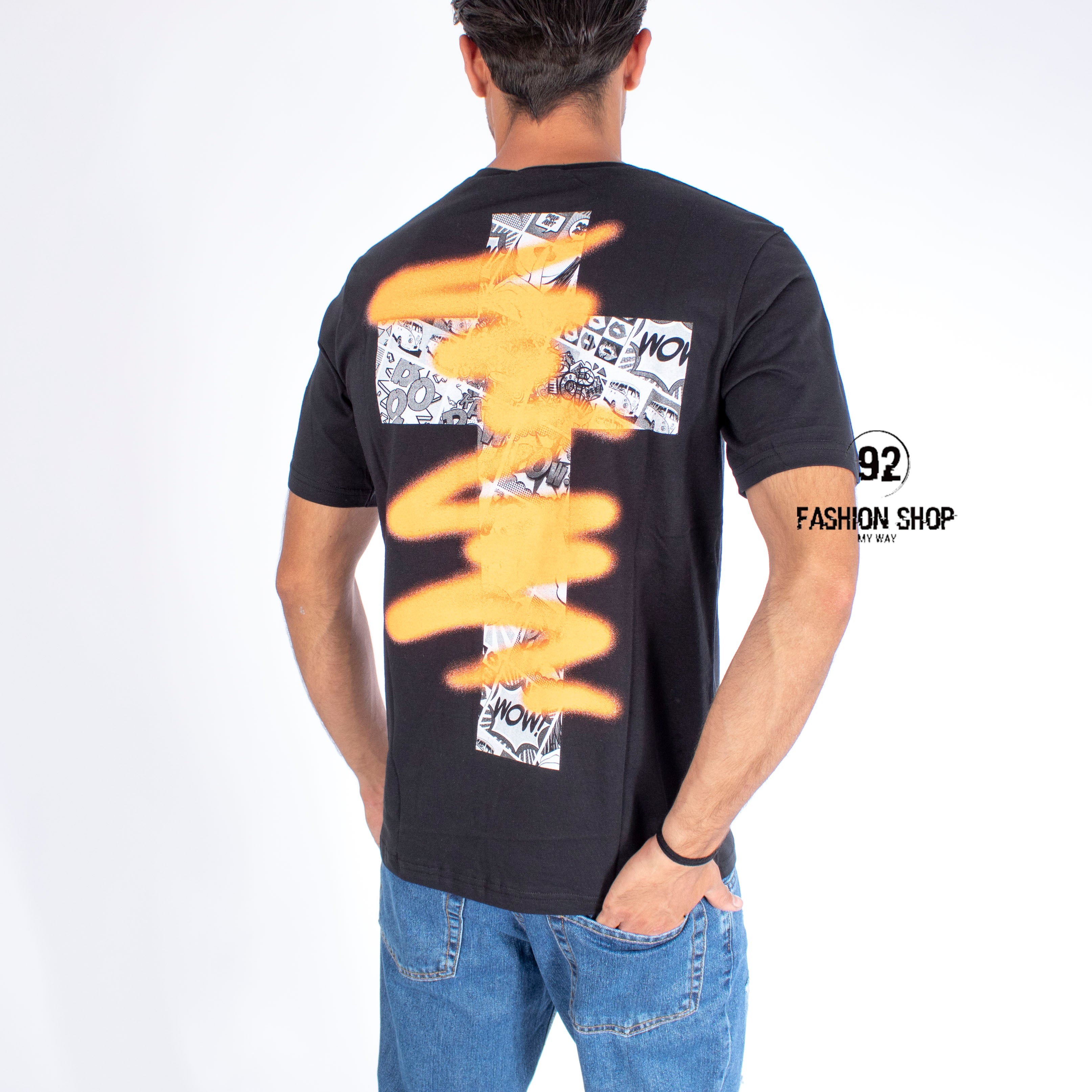 T-Shirt Uomo Stampa Retro BlacSvnday Con Pittura Art. Ts64