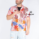 CAMICIA UOMO ART.HAWAII MEZZE MANICHE CON FANTASIA FLOREALE BIANCA ART. CM60