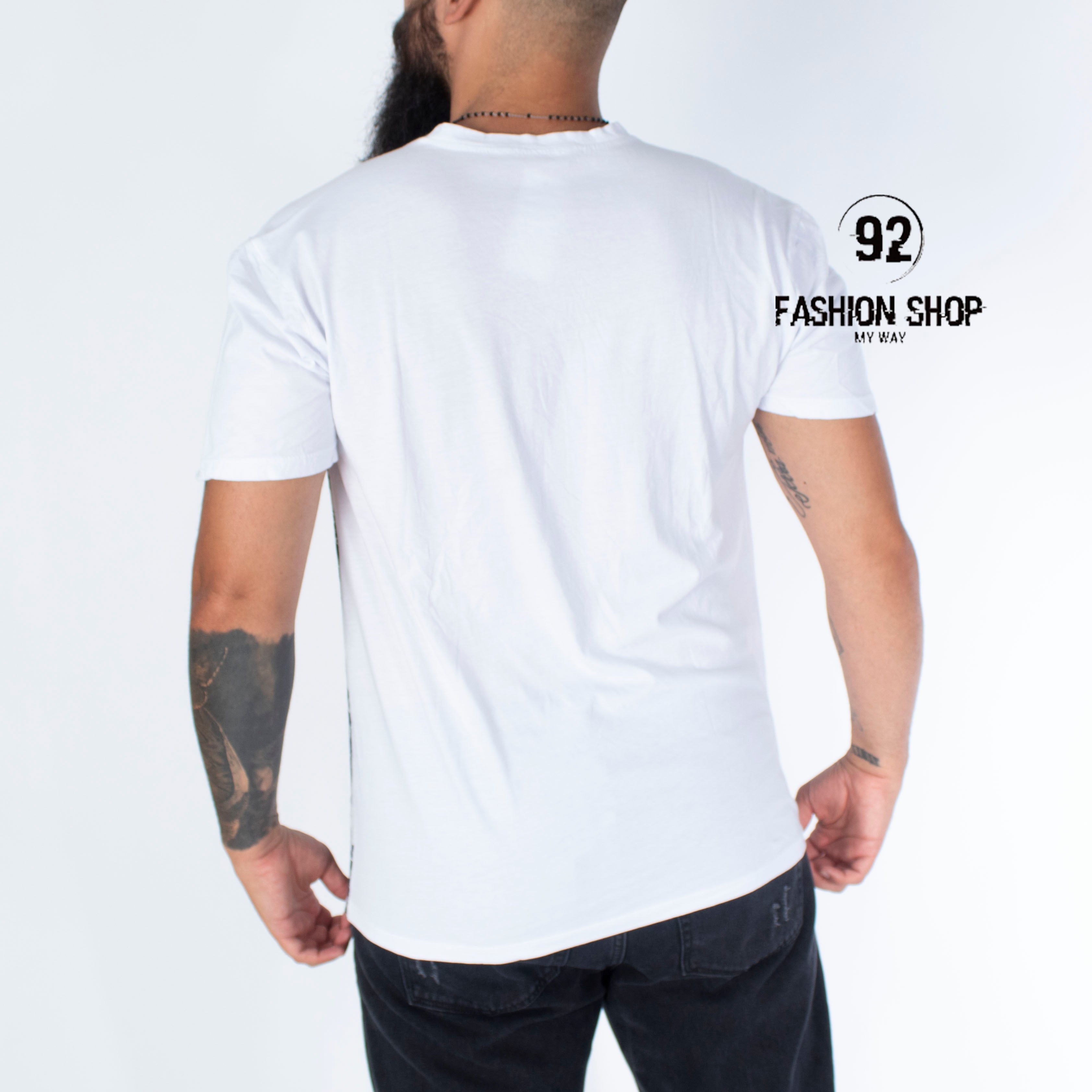 T-Shirt Uomo Cotone Con Bottoni Stampa Palme Art. Ts83