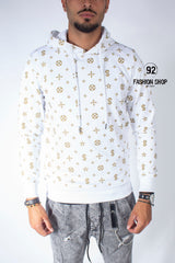 FELPA UOMO CON CAPPUCCIO ART.MONEY BIANCA ART. FE44